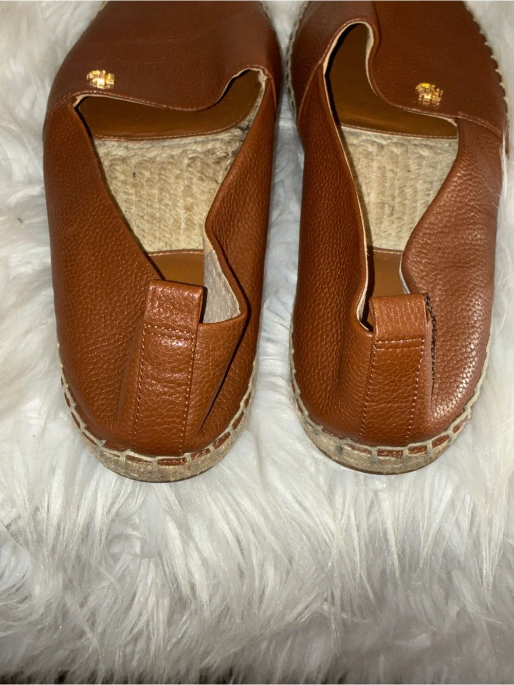 Lauren Ralph Lauren Cameryn espadrille flat in tan tumbled leather Sz 10